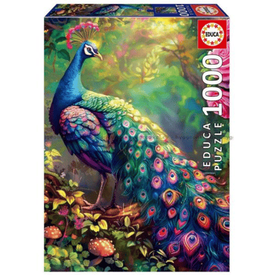 פאזל 1000 חלקים טווס צבעוני ביער קסום