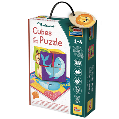 קוביות ופאזל חיות מעץ ליסיאני 2 ב-1