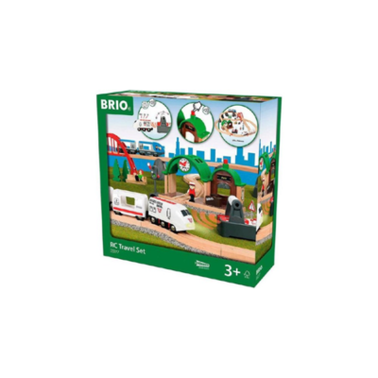 סט רכבת עץ כולל שלט רחוק BRIO RC Travel Set