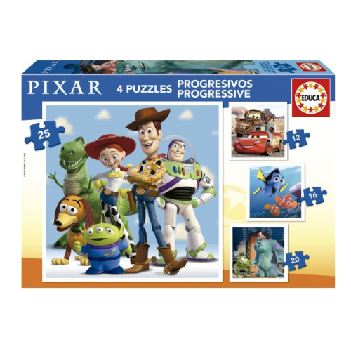4 פאזלים בקופסא של דמויות פיקסאר