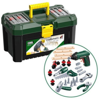 ארגז כלי עבודה לילדים עם מברגה חשמלית ו-26 אביזרים