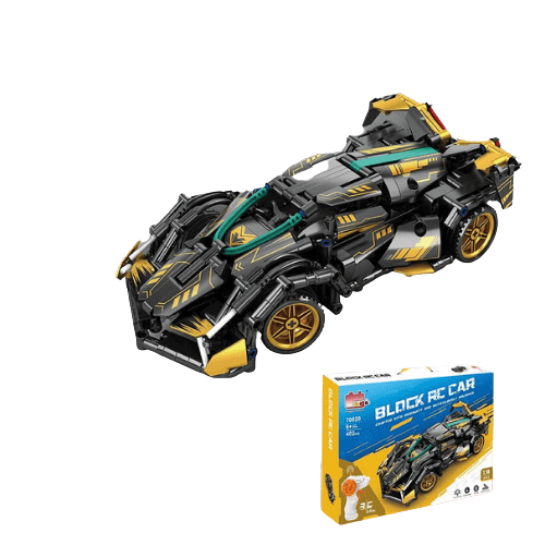מכונית מירוץ שחורה להרכבה 402 חלקים עם שלט COME ALIVE