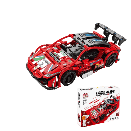 מכונית ספורט אדומה להרכבה 440 חלקים עם שלט COME ALIVE