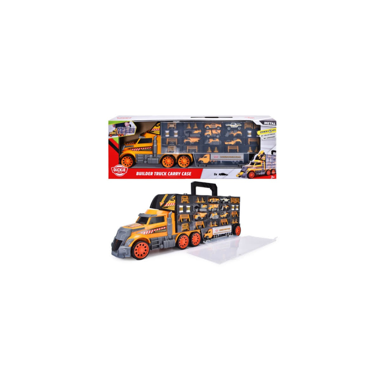 משאית רכבי בנייה Dickie Toys עם 9 רכבי מתכת