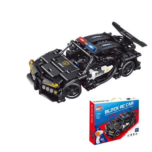מכונית משטרה להרכבה 396 חלקים עם שלט נטען BLOCK RC SWAT COME ALIVE