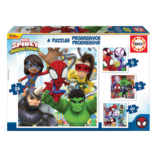 ארבעה פאזלים בקופסא ספיידי וחברים