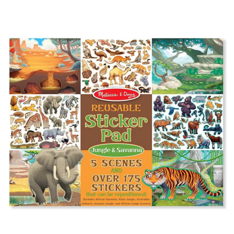 חוברת מדבקות רב פעמיות ג׳ונגל מליסה ודאג Melissa and Doug